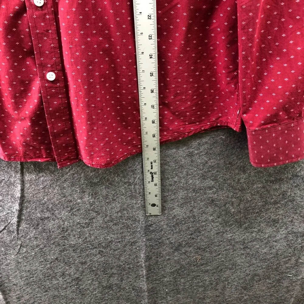 Banana Republic Soft Wash Long Sleeve Shirt Men L Red White Printed Standard Fit